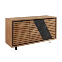 Buffet 3 portes chêne massif huilé et décor marbre 152cm Casita RIVA