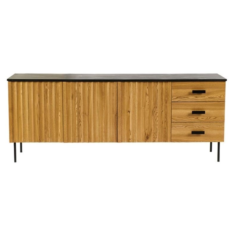 Buffet noir et bois moderne frêne et métal 212cm SYDNEY Casita
