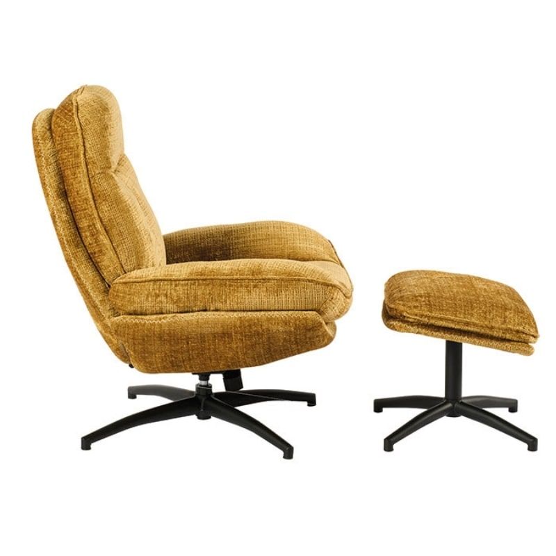 Fauteuil vintage inclinable moutarde confort avec repose-pieds Casita BRANSON