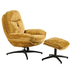 Fauteuil vintage inclinable moutarde confort avec repose-pieds Casita BRANSON