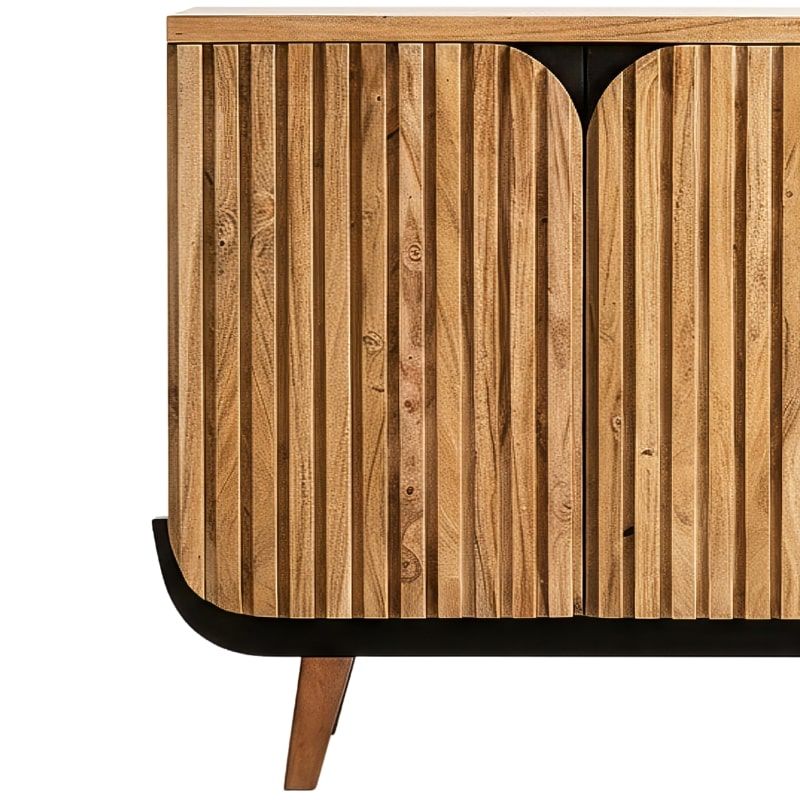 Buffet 2 portes noir et bois acacia 100cm ROSA Kayu Intérieur