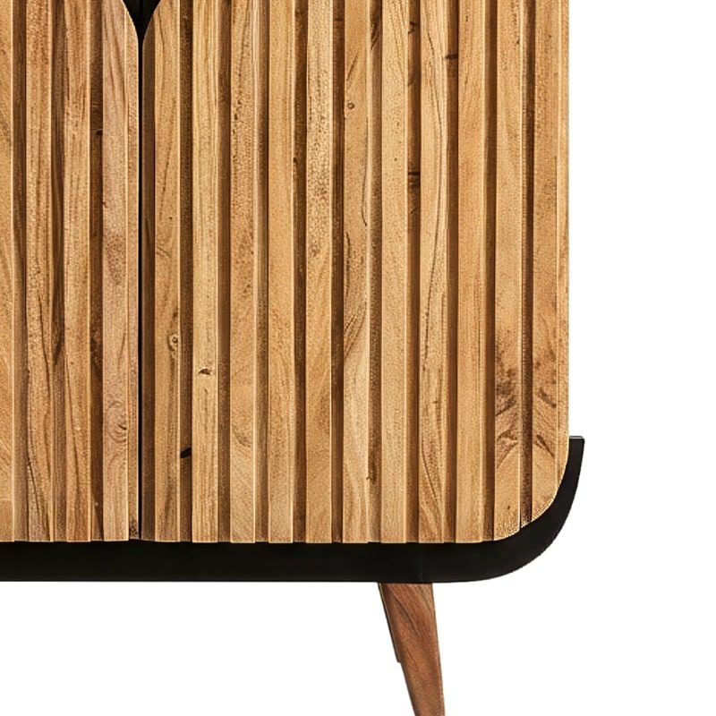 Buffet 2 portes noir et bois acacia 100cm ROSA Kayu Intérieur