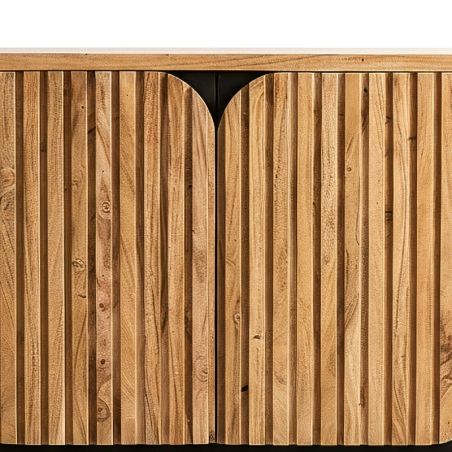 Buffet 2 portes noir et bois acacia 100cm ROSA Kayu Intérieur