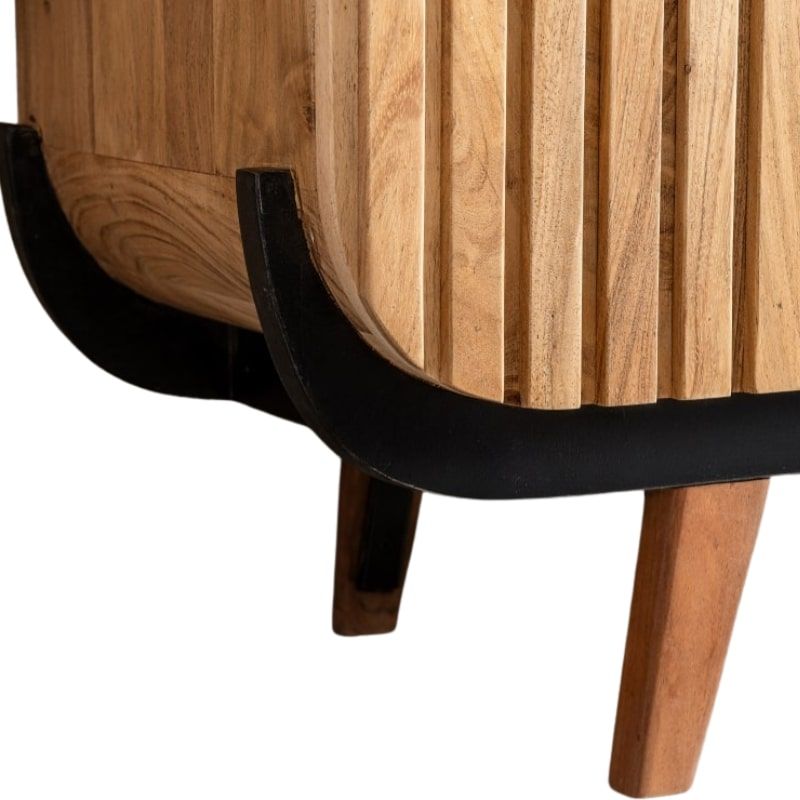 Buffet 2 portes noir et bois acacia 100cm ROSA Kayu Intérieur