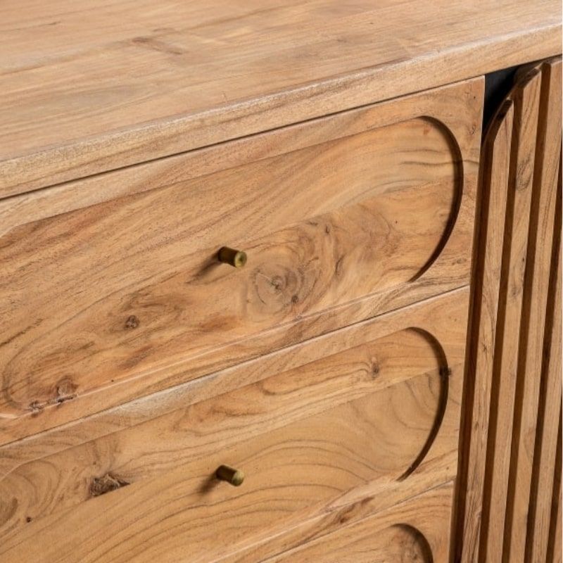 Buffet 2 portes noir et bois acacia 150cm ROSA Kayu Intérieur