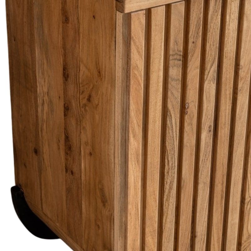 Buffet 2 portes noir et bois acacia 100cm ROSA Kayu Intérieur
