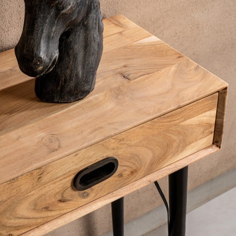 Console bois clair industriel SERENA 120cm