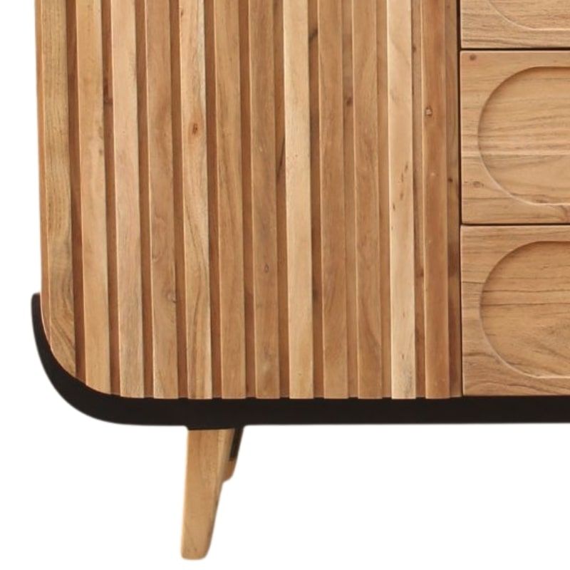 Buffet 2 portes noir et bois acacia 150cm ROSA Kayu Intérieur