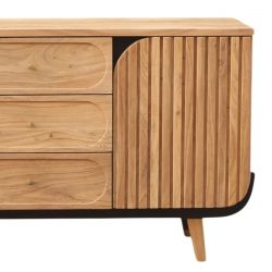 Buffet 2 portes noir et bois acacia 150cm ROSA Kayu Intérieur