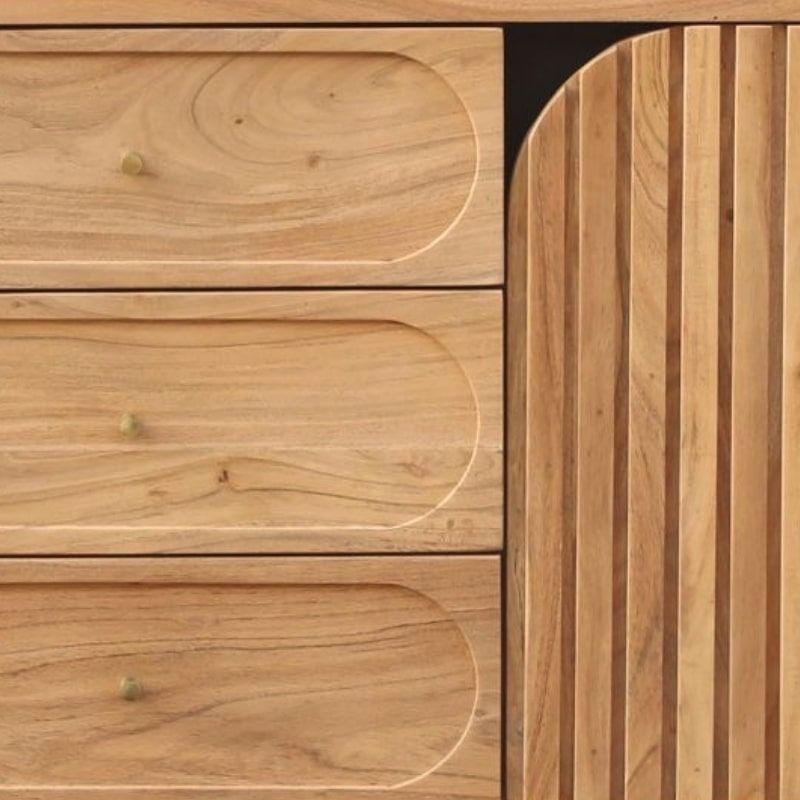 Buffet 2 portes noir et bois acacia 150cm ROSA Kayu Intérieur