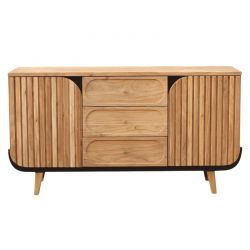 Buffet 2 portes noir et bois acacia 150cm ROSA Kayu Intérieur