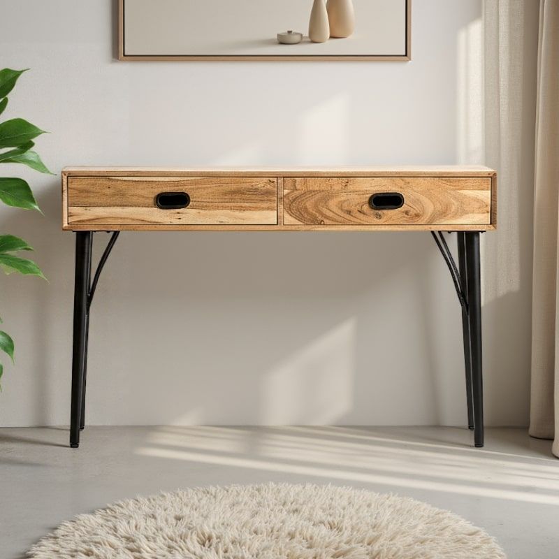 Console bois clair industriel SERENA 120cm