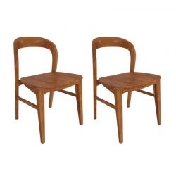 Lot de 2 chaises teck intérieur design Casita DILMONA