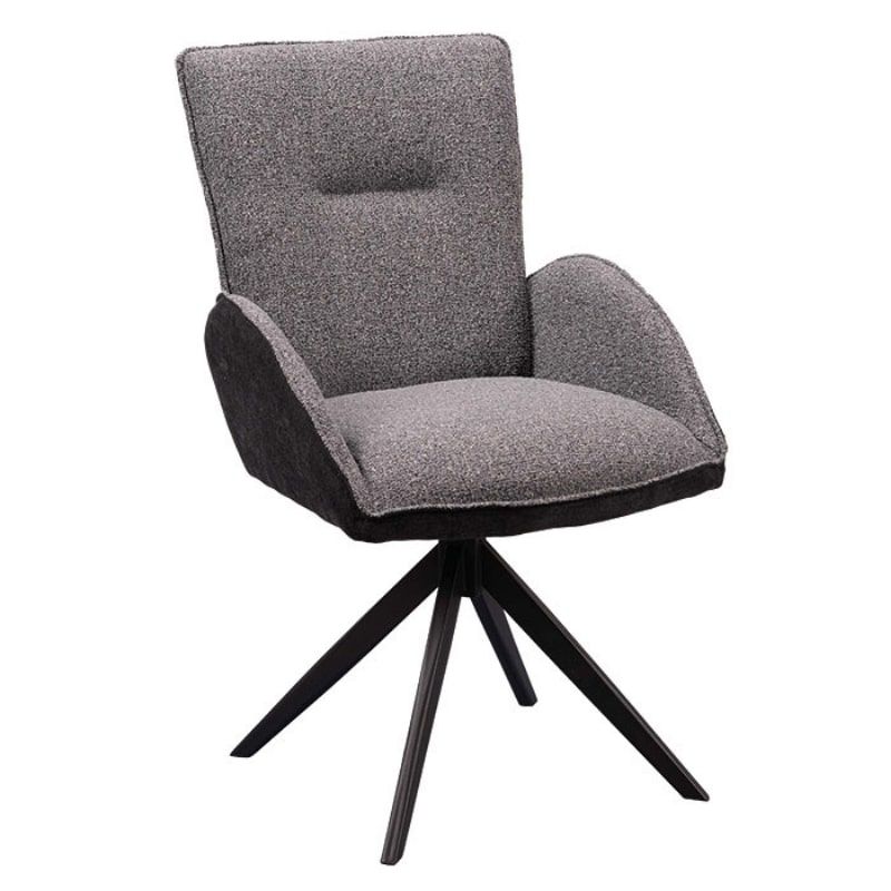 Lot de 2 chaise salle a manger pivotante en tissu anthracite EDDY Casita