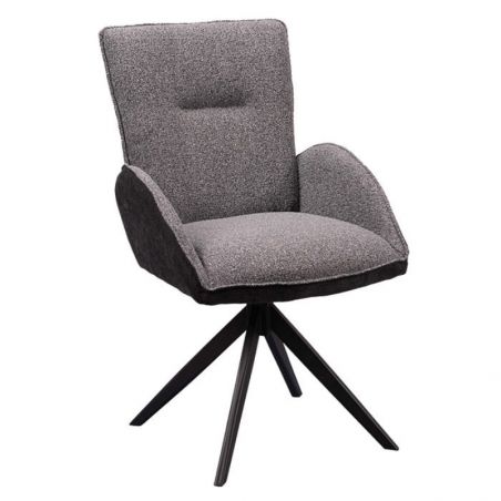 Lot de 2 chaise salle a manger pivotante en tissu anthracite EDDY Casita