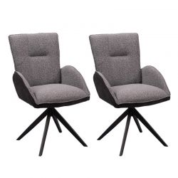Lot de 2 chaise salle a manger pivotante en tissu anthracite EDDY Casita