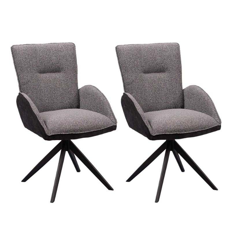 Lot de 2 chaise salle a manger pivotante en tissu anthracite EDDY Casita