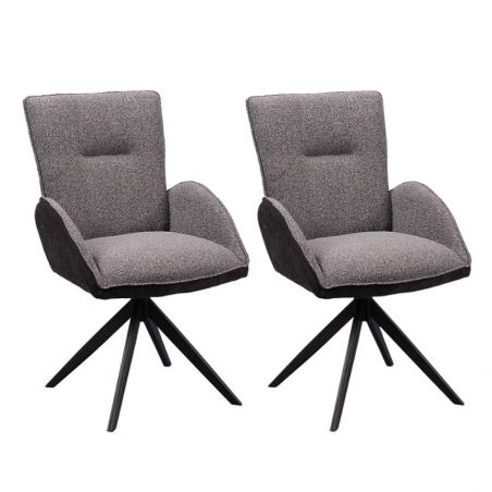 Lot de 2 chaise salle a manger pivotante en tissu anthracite EDDY Casita