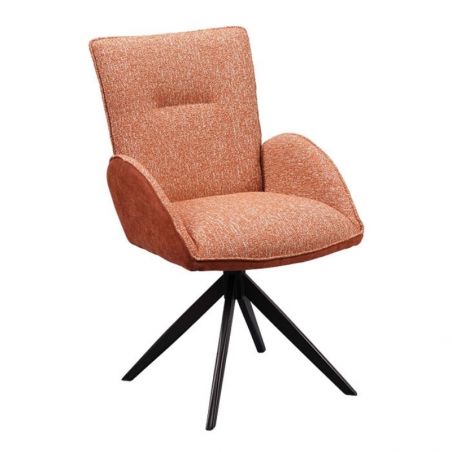 Lot de 2 chaise salle a manger pivotante en tissu rouille EDDY Casita