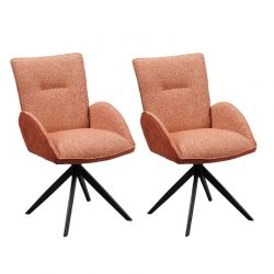 Lot de 2 chaise salle a manger pivotante en tissu rouille EDDY Casita