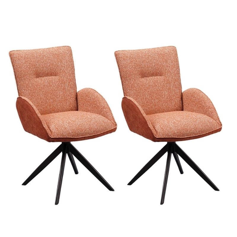 Lot de 2 chaise salle a manger pivotante en tissu rouille EDDY Casita