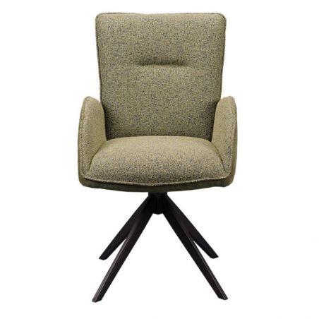 Lot de 2 chaise salle a manger pivotante en tissu vert EDDY Casita