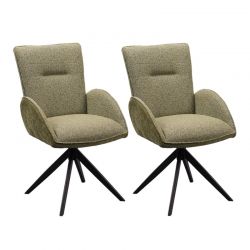 Lot de 2 chaise salle a manger pivotante en tissu vert EDDY Casita