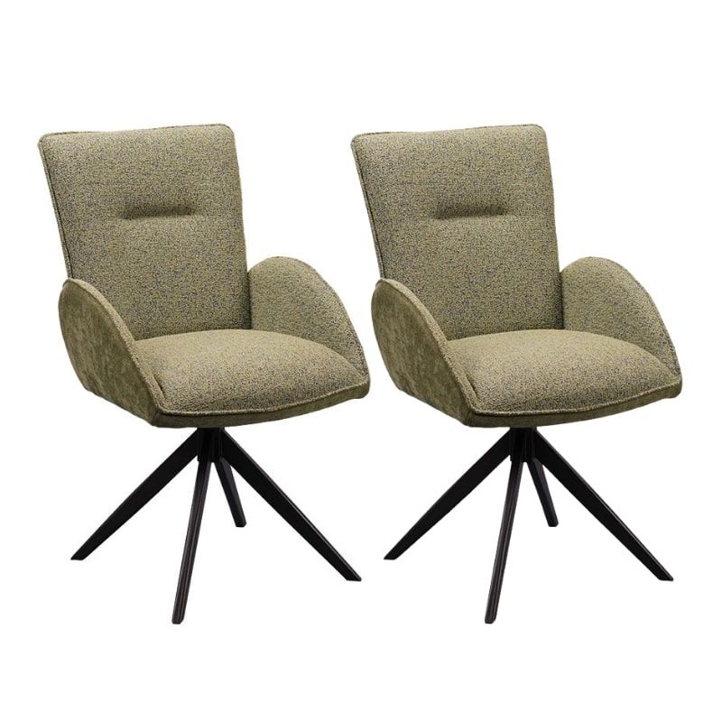 Lot de 2 chaise salle a manger pivotante en tissu vert EDDY Casita