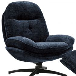Fauteuil vintage inclinable bleu nuit confort avec repose-pieds Casita BRANSON