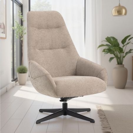 Fauteuil tournant relax tissu taupe MADO Casita