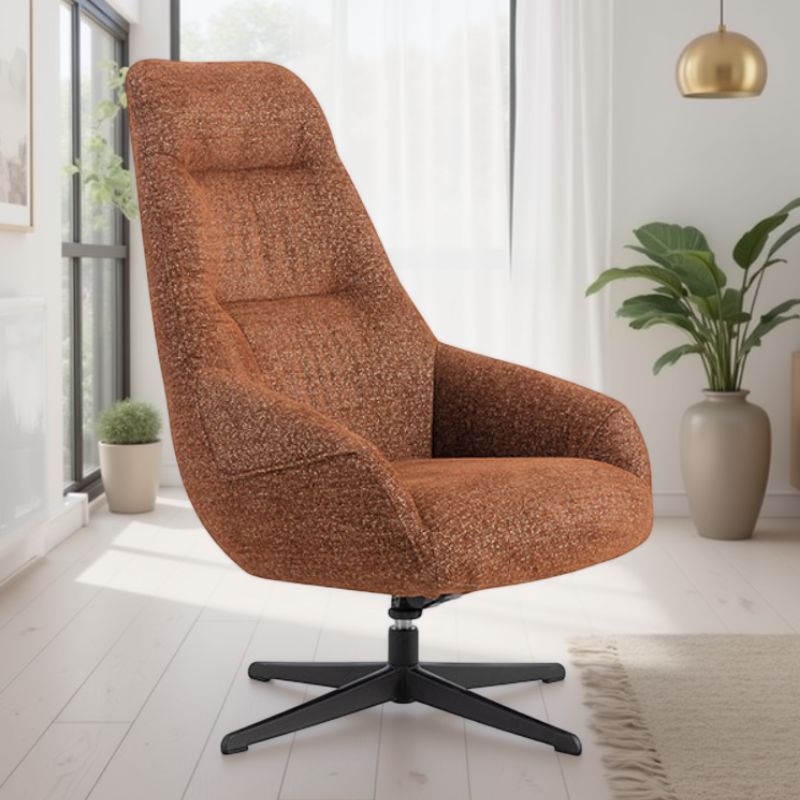 Fauteuil tournant relax tissu terracotta MADO Casita