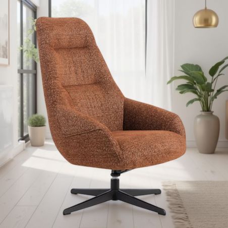 Fauteuil tournant relax tissu terracotta MADO Casita