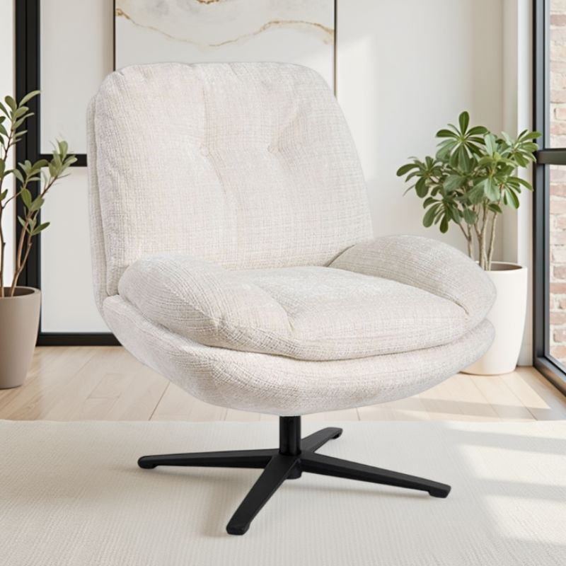 Fauteuil relaxant pivotant tissu blanc écru PANAMA Casita