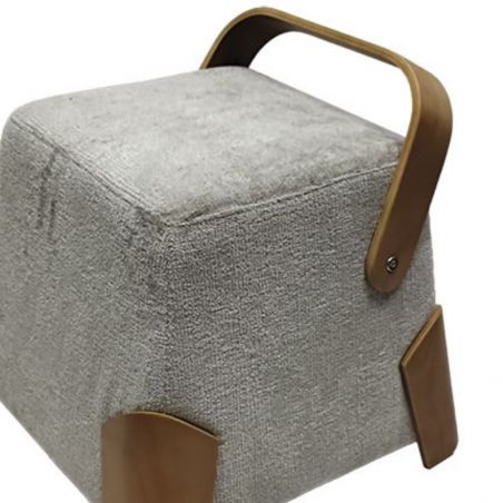 Pouf salon design en tissu gris DANA Casita
