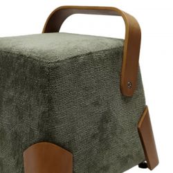 Pouf salon design en tissu kaki DANA Casita