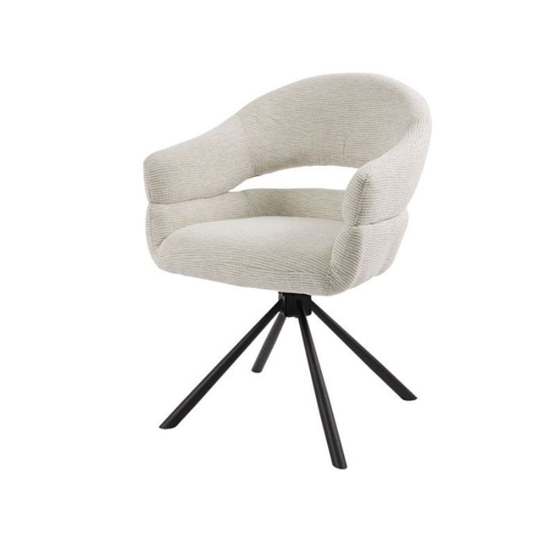 Lot 2 fauteuils table à manger tournant tissu crème MOVY Casita