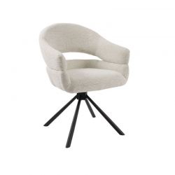Lot 2 fauteuils table à manger tournant tissu crème MOVY Casita