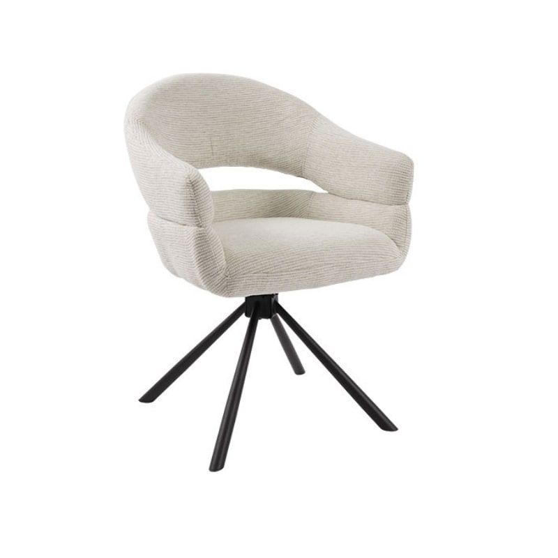 Lot 2 fauteuils table à manger tournant tissu crème MOVY Casita