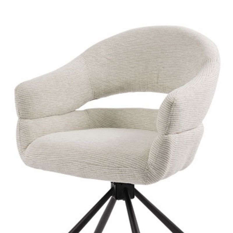 Lot 2 fauteuils table à manger tournant tissu crème MOVY Casita