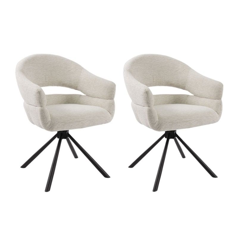 Lot 2 fauteuils table à manger tournant tissu crème MOVY Casita