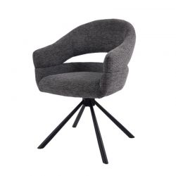 Lot 2 fauteuils table à manger tournant tissu gris MOVY Casita