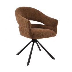 Lot 2 fauteuils table à manger tournant tissu terracotta MOVY Casita