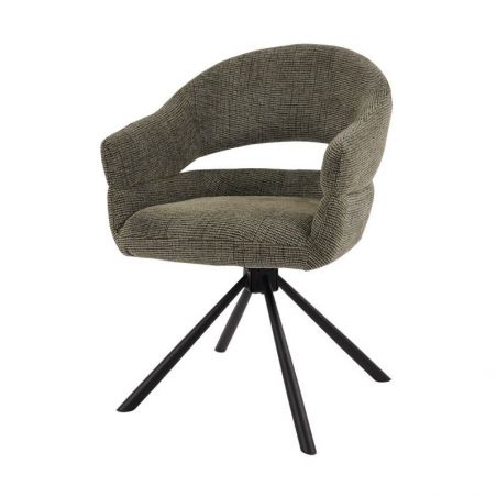 Lot 2 fauteuils table à manger tournant tissu vert MOVY Casita