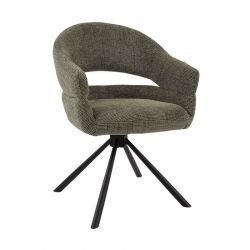 Lot 2 fauteuils table à manger tournant tissu vert MOVY Casita