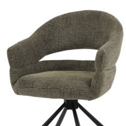 Lot 2 fauteuils table à manger tournant tissu vert MOVY Casita