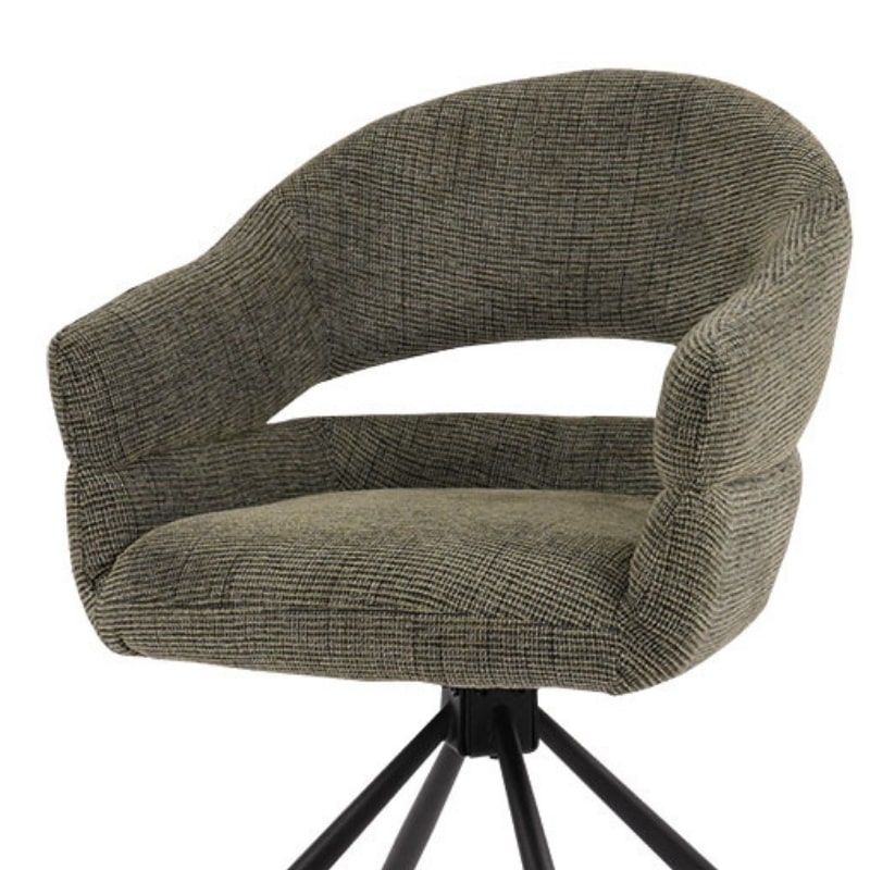 Lot 2 fauteuils table à manger tournant tissu vert MOVY Casita