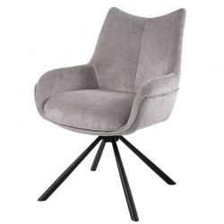 Lot de 2 chaises tournantes avec accoudoirs tissu cendre Casita KALI