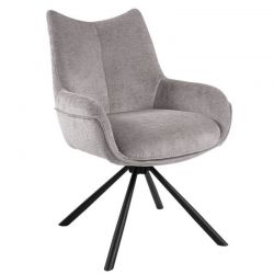 Lot de 2 chaises tournantes avec accoudoirs tissu cendre Casita KALI