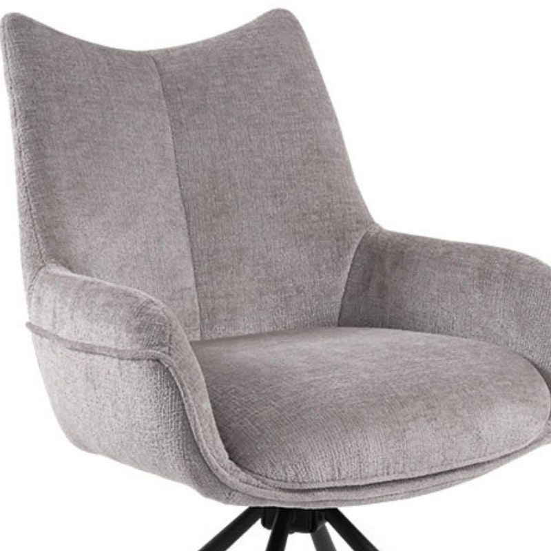 Lot de 2 chaises tournantes avec accoudoirs tissu cendre Casita KALI