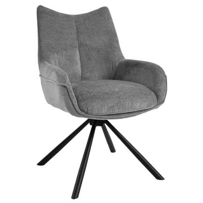 Lot de 2 chaises tournantes avec accoudoirs tissu gris Casita KALI